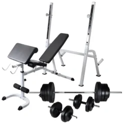 VIDAXL 275362 Workout Benchweight Rack. Barbell And Dumbbell Set 60.5Kg
