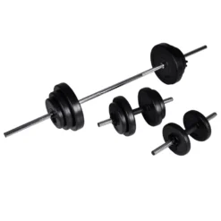 VIDAXL Barbell Squat Rack Barbell Dumbbell Set 30,5kg -ActiveGear Store vidaxl barbell squat rack barbell dumbbell set 305kg 7