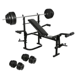 VIDAXL Home Gym Folding Weight Bench Dumbbell Barbell Set