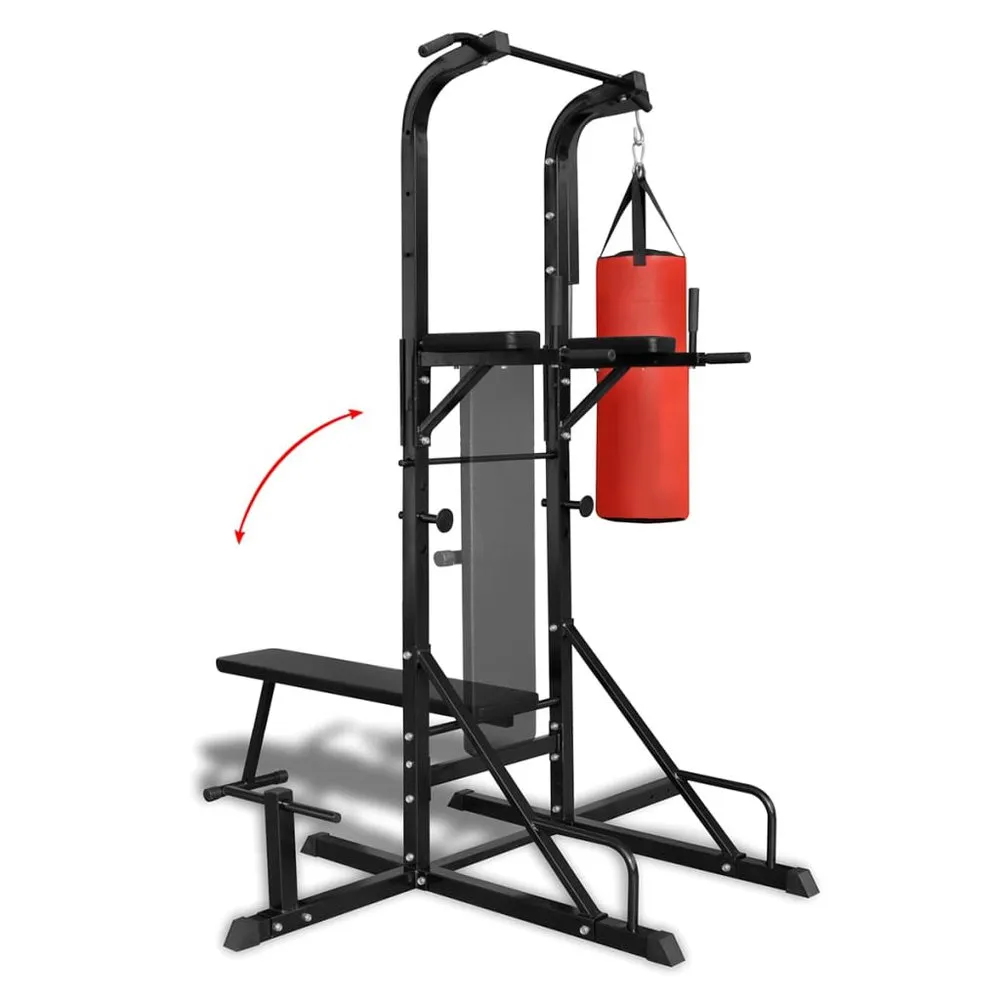 VIDAXL Sit-Up Bench Boxing Bag Power Tower 2 VIDAXL Sit-Up Bench Boxing Bag Power Tower - Image 2
