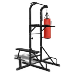 VIDAXL Sit-Up Bench Boxing Bag Power Tower