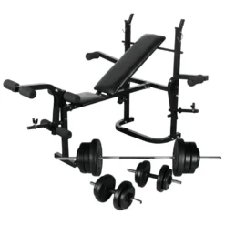 VIDAXL Weight Benchweight Rack. Barbell And Dumbbell Set 60.5Kg