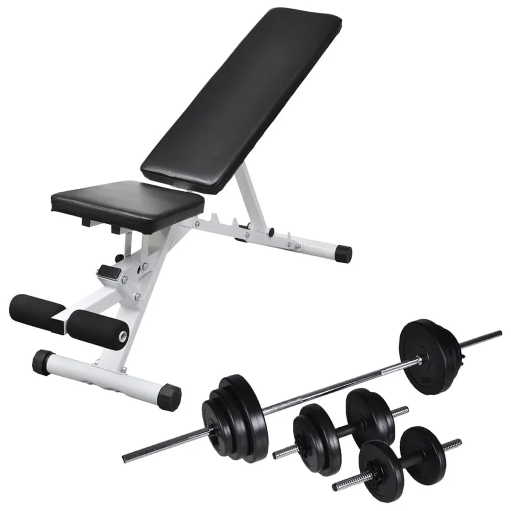 VIDAXL Workout Bench With Barbell Dumbbell Set 30,5kg 1 VIDAXL Workout Bench With Barbell Dumbbell Set 30,5kg