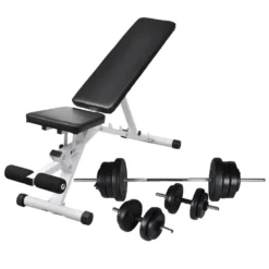 VIDAXL Workout Bench With Barbell Dumbbell Set 60,5kg